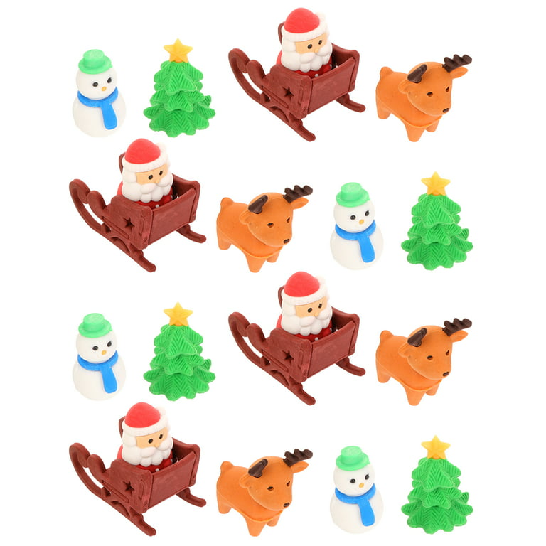 Christmas Erasers Set, Including Christmas Tree, Santa Claus
