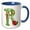 Blue/White, variant on 3drose, Cute Christmas Decorated Green Bubble Monogram Initial R, 15oz Two-tone Red Mug