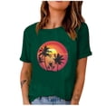 thumbnail image 2 of SMihono Hauts pour Femmes Été Chic Décontracté Mode Femme Imprimé Col Rond Manches Courtes T-Shirt Impression Blouse Ample Hauts T-Shirt Oversize pour Femmes, 2 of 4