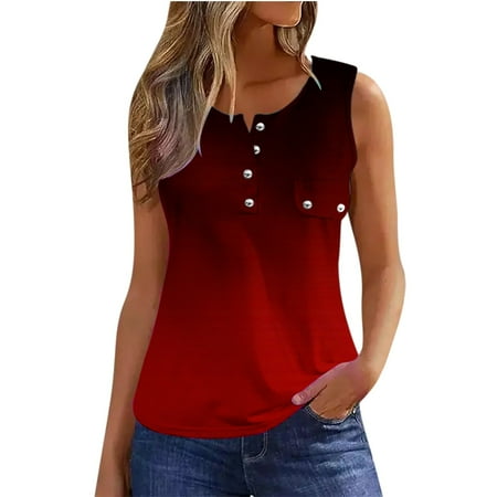 

Band Tees For Women Women s Fashion Printed Vest Round-Neck Loose Sleeveless T-shirt Pullover Tops Shapewear Camisole For Women Red L