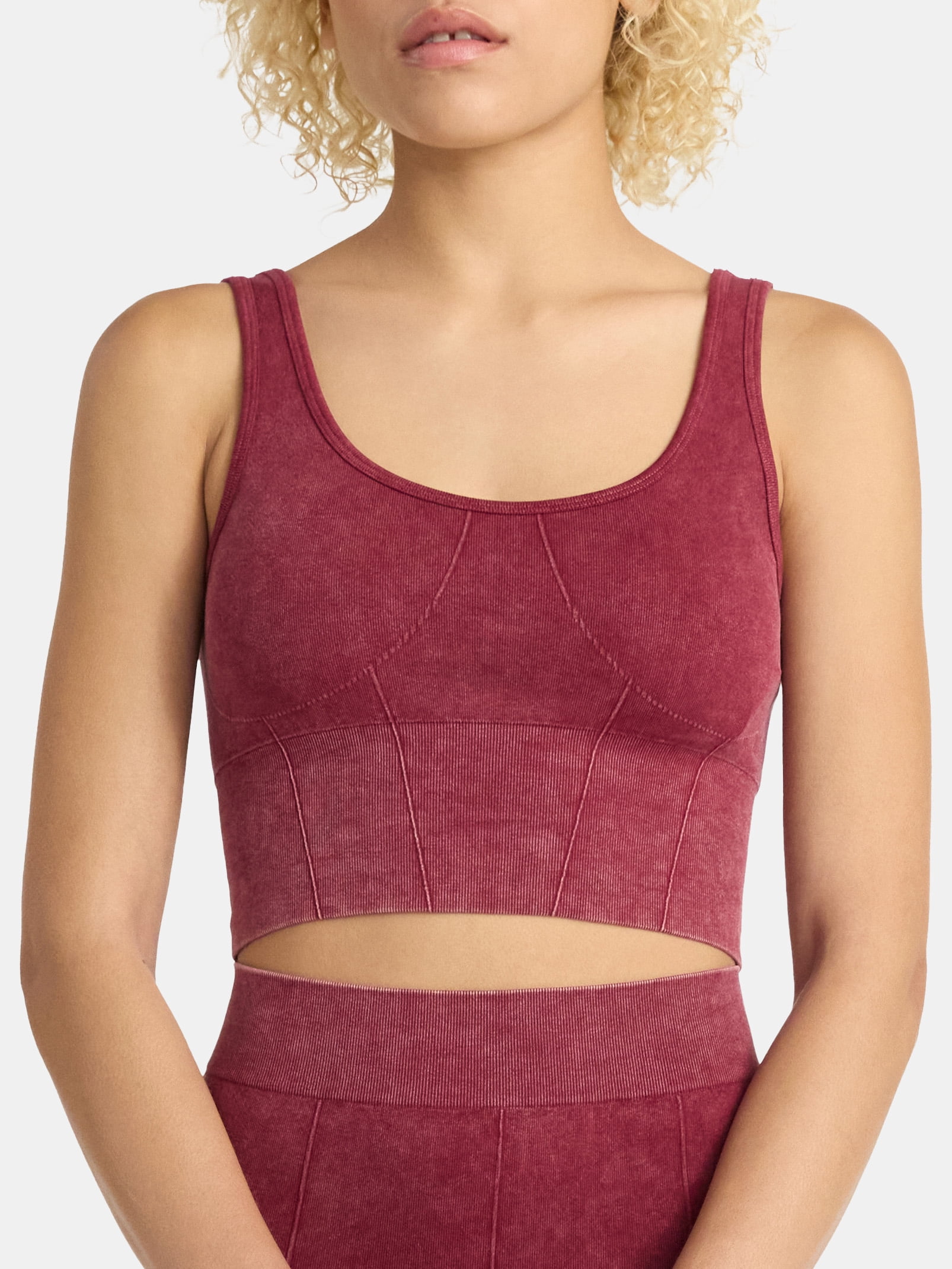No Boundaries Seamless Scoop Cropped Tank and Flare Leggings Set, 2-Piece, Women’s