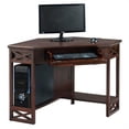thumbnail image 1 of Leick Furniture Wood Corner Computer Writing Desk in Chocolate Oak, 1 of 4