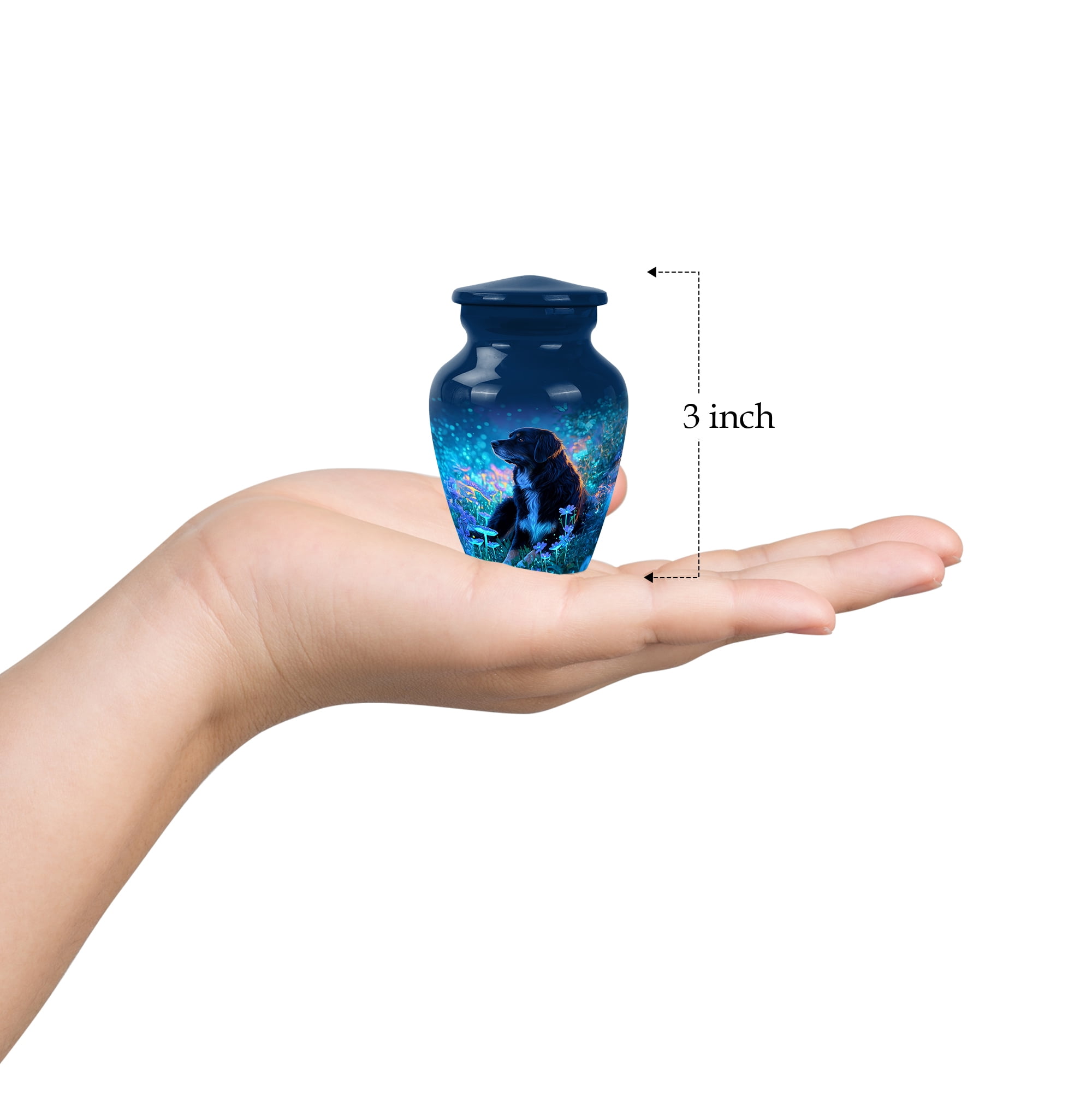 Dog Small Funeral Urns For Human Ashes Keepsake Mom, Blue Mini Urns For Ashes For Women, Little Cremation Urn For Male, Purple Urn For Adults, 3inch