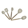 thumbnail image 3 of JUEGO DE 5 UTENSILIOS DE SILICONA COLOR CREMA CON MANGO DE MADERA  39788, 3 of 3