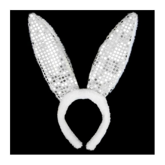 SeasonsTrading White Plush Sequin Bunny Ears Costume Dress Up