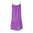 thumbnail image 4 of Womens Summer Dresses Fashion Floral O Neck Ruffle Hem Spaghetti Strap Sleeveless Summer Dress Purple XXXXXL, 4 of 5