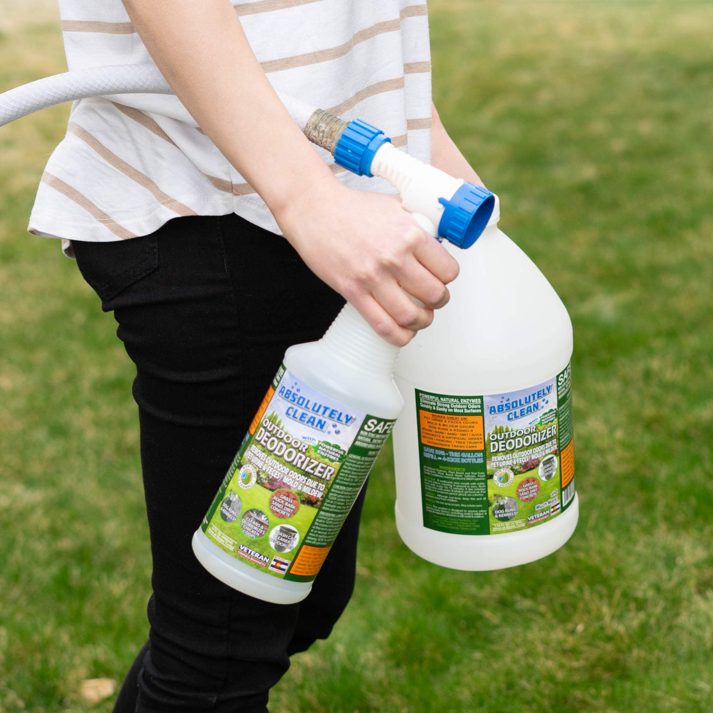 Amazing Outdoor Deodorizer - Natural Enzyme Formula - Just Spray & Walk Away - Grass, AstroTurf, Dog Runs, Patios, Decks, Fences & More - Prevents Lawn Yellowing - USA Made - Vet Approved