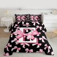 thumbnail image 2 of Manfei Personalized Initial E Bedding Comforter Set 2pcs for Preppy Child,Dreamy Princess Twin Comforter Sets Microfiber,Pink Ribbon Bow Knot Breathable Bedding Set,Luxury Bedroom Decor,Reversible, 2 of 8