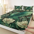thumbnail image 4 of Erosebridal Animal Green Dragon Full Size Sheets 4-Piece For Boys Girls,Vintage Flowers Bed Sheets For Kids Teens, 4 of 5