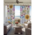 thumbnail image 4 of Sunflowers Hydrangea Floral Blackout Curtains 45 Inches Long, Daisy Green Leaves 2 Panels, Thermal Insulated Room Darkening Drapes with Grommets, 42W x 45L Each Panel, 4 of 5