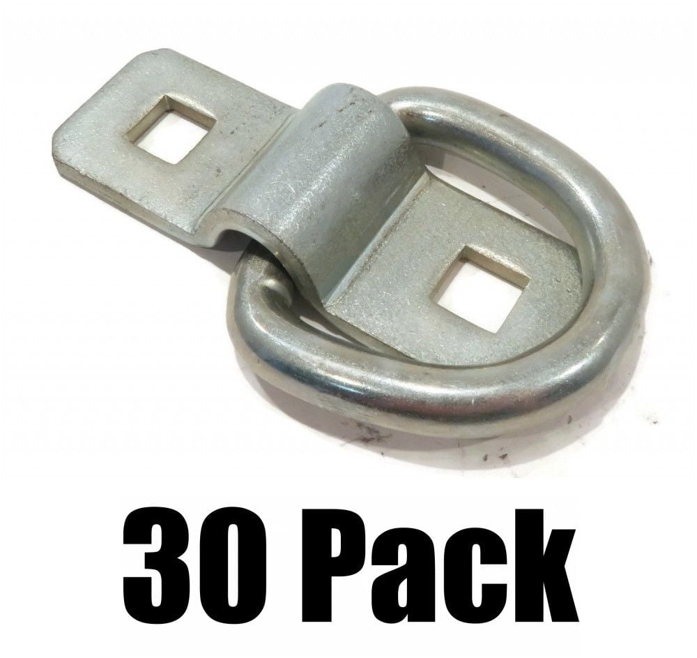 (30) 3/8" STEEL D RING ROPE TIE DOWNS Bolt on 5000 lbs Loads for Towing