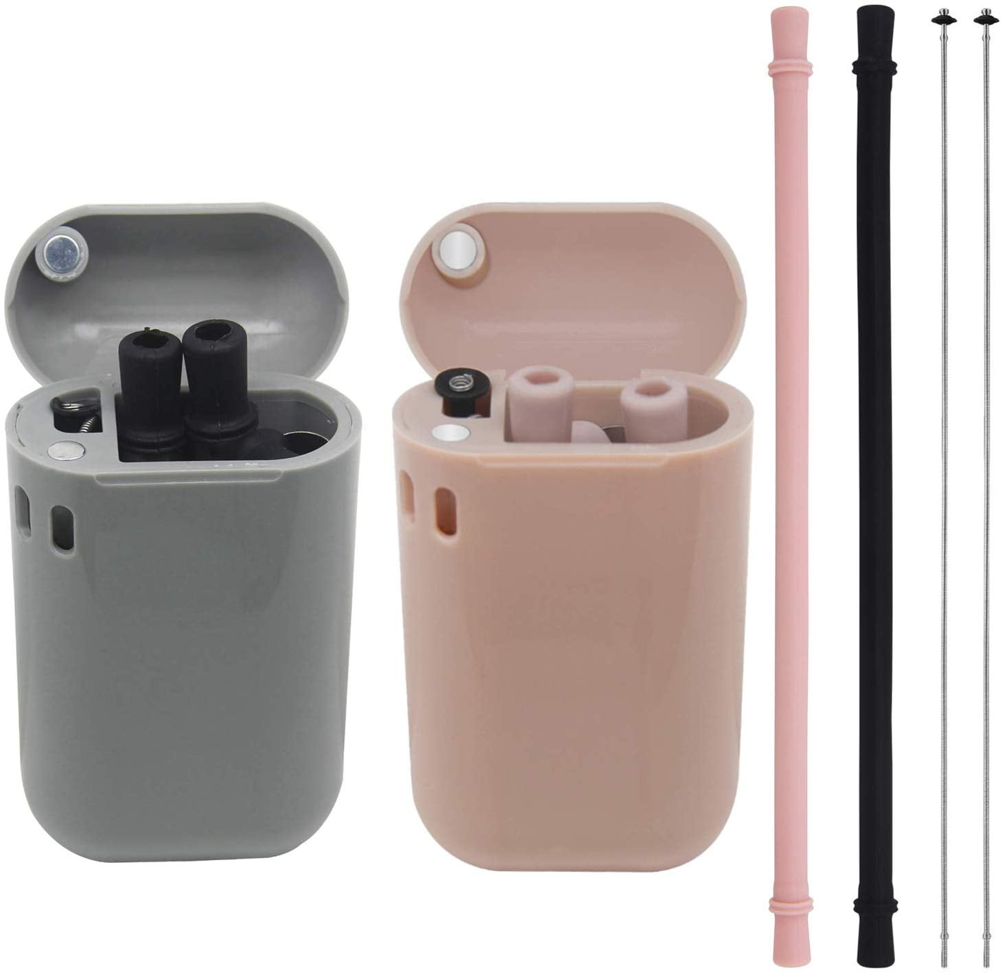 Reusable Silicone Collapsible Straws Portable Drinking Straw with