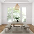 thumbnail image 4 of 94" Classic Solid Wood Dining Table Set with 2 Benches, Seashell Wirebrush, 4 of 7