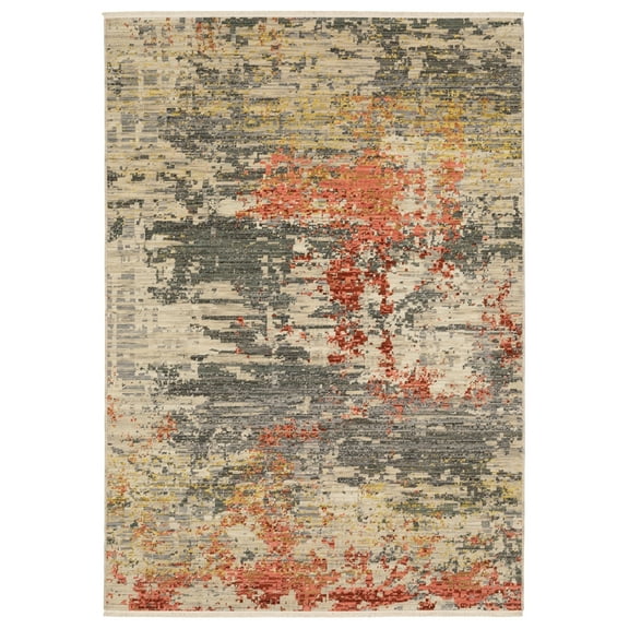 Woven Trends Essna - SOL10 - Modern Style, Abstract Pattern, Pet & Family Friendly, Living Room, Kitchen, Office, Low Pile Wool Area Rug in Beige - 2' x 3'