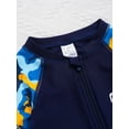 thumbnail image 6 of iEFiEL Kids Boys Long Sleeve Zip Up One Piece Swimsuit UPF 50+ Rashguard Surfing Diving Swimwear Navy Blue 3-4, 6 of 7
