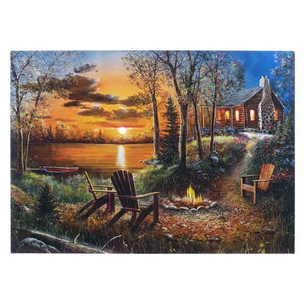 Oak Street Wholesale 19.75" x 27.5" Flickering LED Lighted Canvas 407