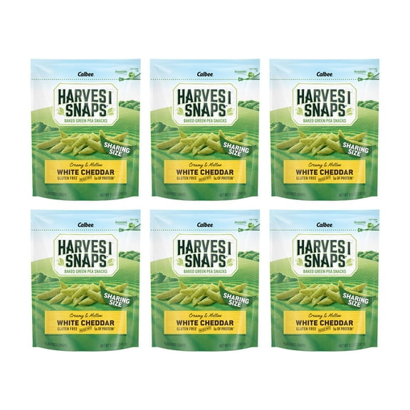 Harvest Snaps Veggie Chips | White Cheddar, 8.5 oz Bag (Case of 6) | Powered by Plant Protein, Gluten Free, Non-GMO Baked Vegetable Crisps | Made in USA