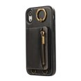 thumbnail image 6 of for iPhone XR PU Leather Case, Card Slots and Zipper Pocket Kickstand, Classic Protective Shockproof Lightweight Ultra Slim lip Case Finger Ring Wrist Strap for iPhone XR, Black, 6 of 7