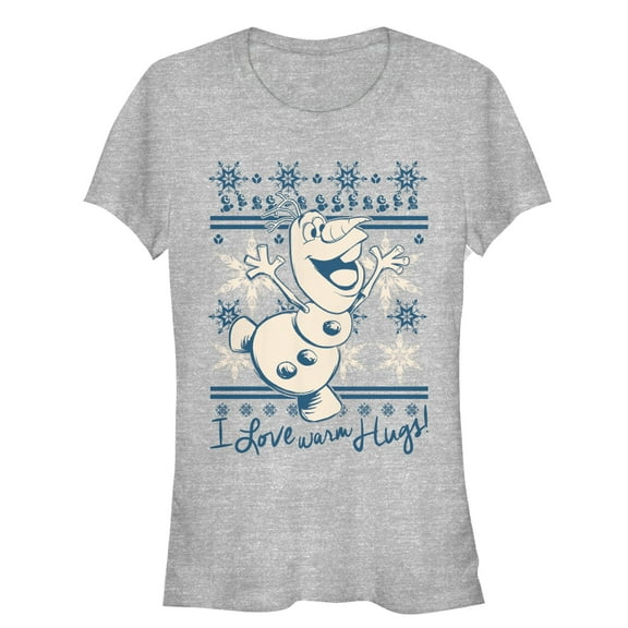 Junior's Frozen Christmas Warm Hugs  Graphic Tee Athletic Heather Large