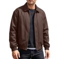 thumbnail image 4 of IROINNID Men's Faux Leather Bomber Jacket Full Zip Turndown Collar Relaxed Fit Casual Vintage Streetwear Outerwear Lightweight Spring Fall Coat Top, 4 of 9