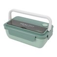 thumbnail image 3 of Lunch Container, Plastic Independent Space Easy To Clean Large Capacity 1100ml Salad Container With Chopsticks For Students For School Purple,Green,Blue Yellow,Tender Pink, 3 of 8