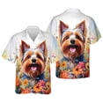 thumbnail image 3 of Welcome Spring Summer Yorkshire Terrier Portrait Flower Blue Sky Hawaiian Shirt Breathable Summer Unisex Merch Yorkie Dog Lover Gifts - 12001, 3 of 6