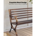 thumbnail image 3 of KFFKFF Outdoor Bench, 50 inch, Carbon Steel Metal Frame with Slatted Pattern Backrest and Round Edge Armrests, Weatherproof Outside Bench, Antique Bronze, 3 of 9
