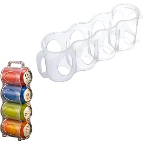 Portable Rotatable Can Holder Clear Plastic with Handle for Fridge White