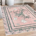 thumbnail image 1 of Spring Decorative Rug, Swirling Floral Look Design of Blossoming Flowers and Flying Butterflies, Quality Carpet for Bedroom Dorm and Living Room, 6 Sizes, Dark Teal and Rose, by Ambesonne, 1 of 4