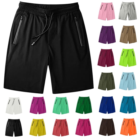 UVEASISHA Big and Tall Training Shorts for Men Lightweight Quick Dry Athletic Shorts Drawstring Elastic Waist Workout Shorts with Zipper Pockets Khaki L