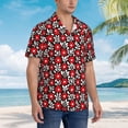 thumbnail image 2 of Lsque Red Floral pattern Hawaiian Shirt for Men, Unisex Summer Beach Casual Short Sleeve Button Down Shirts-3X-Large, 2 of 9