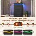 thumbnail image 6 of 5 Drawers Dresser, Modern Floating Dressers with LED Light and Power Outlet, Chest of Drawer for Living Room, Hallway, Entryway, Black, 6 of 7