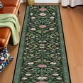 thumbnail image 6 of Green Pink Floral Vintage Hallway Runner Rug, 60x18 Inches William Morris Style Long Floor Mat, Non-Slip Washable Botanical Art Rug for Entryway Kitchen, 6 of 9