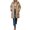thumbnail image 5 of Women's Casual Loose Fit Long Down Coat, Thick Winter Jacket with Hood and Long Sleeves in a Solid Color for Warmth, 5 of 7