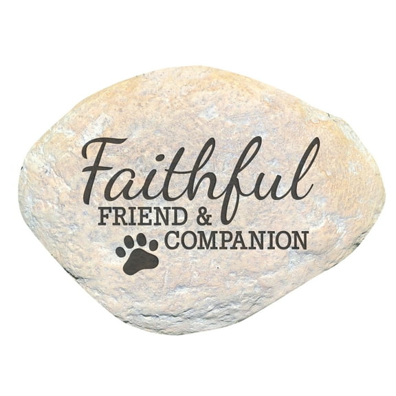 Faithful Friend & Companion Pet Memorial Stone, Grave Marker with Paw Print