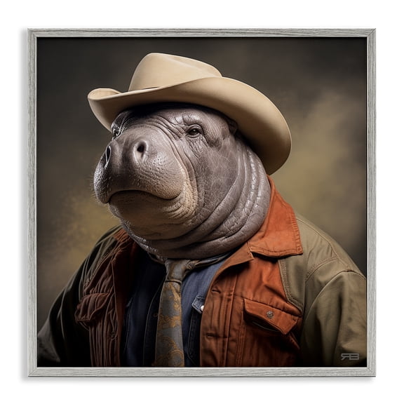 Stupell Industries Eclectic Southern Sheriff Manatee Gray Framed Giclee Art, 12 x 12, by RB
