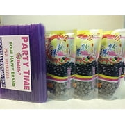 NineChef Bundle - WuFuYuan 3 Packs of BOBA (Black) Tapioca Pearl "Bubble Tea Ingredients" With additonal 1 Pack of 50 BOBA STRAWS(Variety Color)