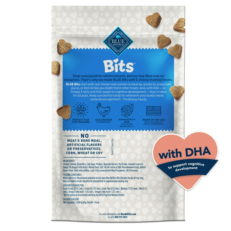 Blue Buffalo Bits Soft Dog Treats for Training, Enhanced with DHA 