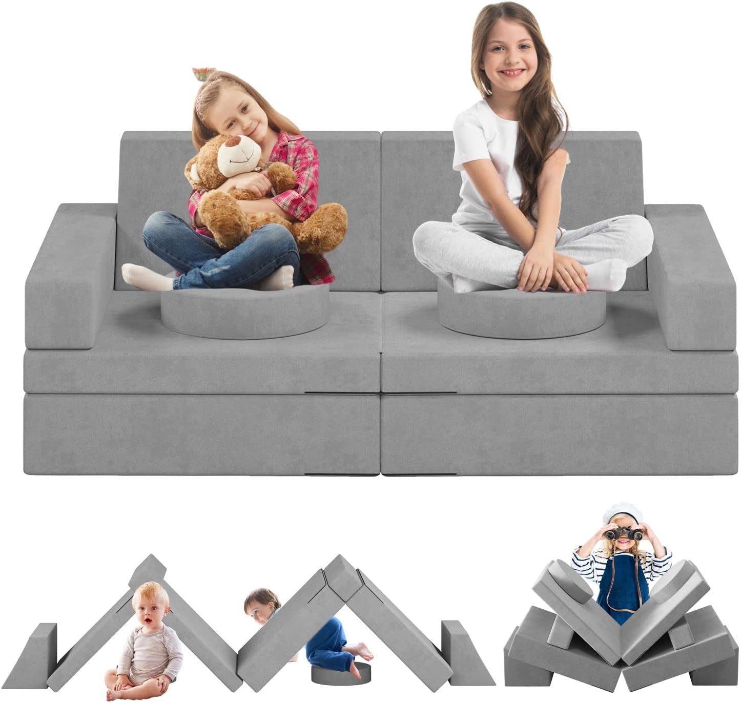 10Pcs Toddler Couch, Wanan Kids Sofa Couch for Playroom, Creative