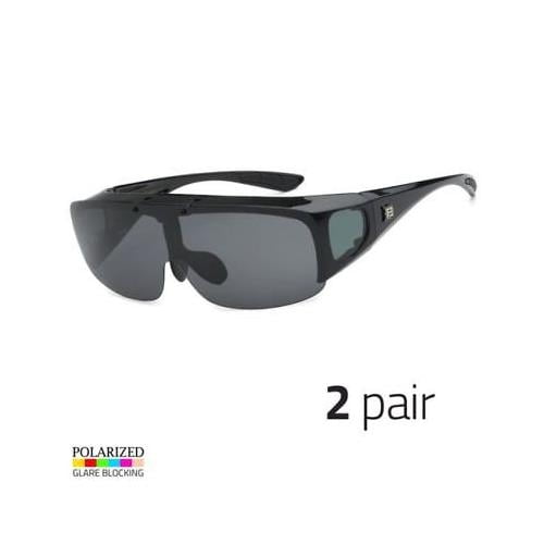2 Pair Polarized Sunglasses Cover Put Wear fit over Prescription