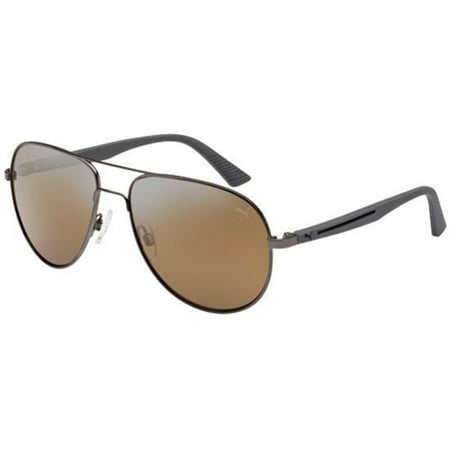 Puma Flex Style V2 Ruthenium Aviator Adult Male Sunglasses with Bronze Flash Mirror Lens
