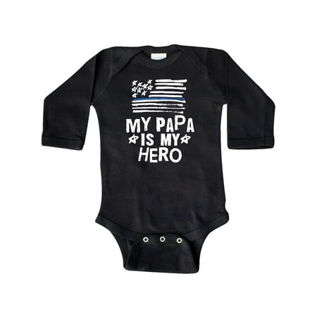 

Inktastic Police Officer My Papa is my Hero Gift Baby Boy or Baby Girl Long Sleeve Bodysuit
