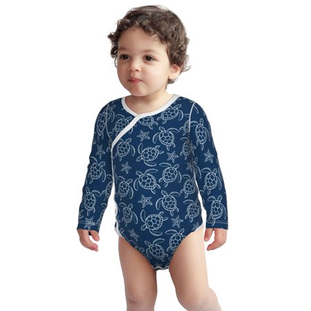 

Fotbe Sea Turtle Pattern Unisex-baby Long-sleeve Bodysuit Long Sleeve Bodysuits One-piece 100% Organic Cotton for Infant Baby Boys Unisex-12 Months