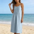 thumbnail image 5 of Kctiaxy Summer Dresses for Women Spaghetti Straps Pleated Front Beach Dress Casual Boho Crewneck Sleeveless A-Line Midi Dress, 5 of 10