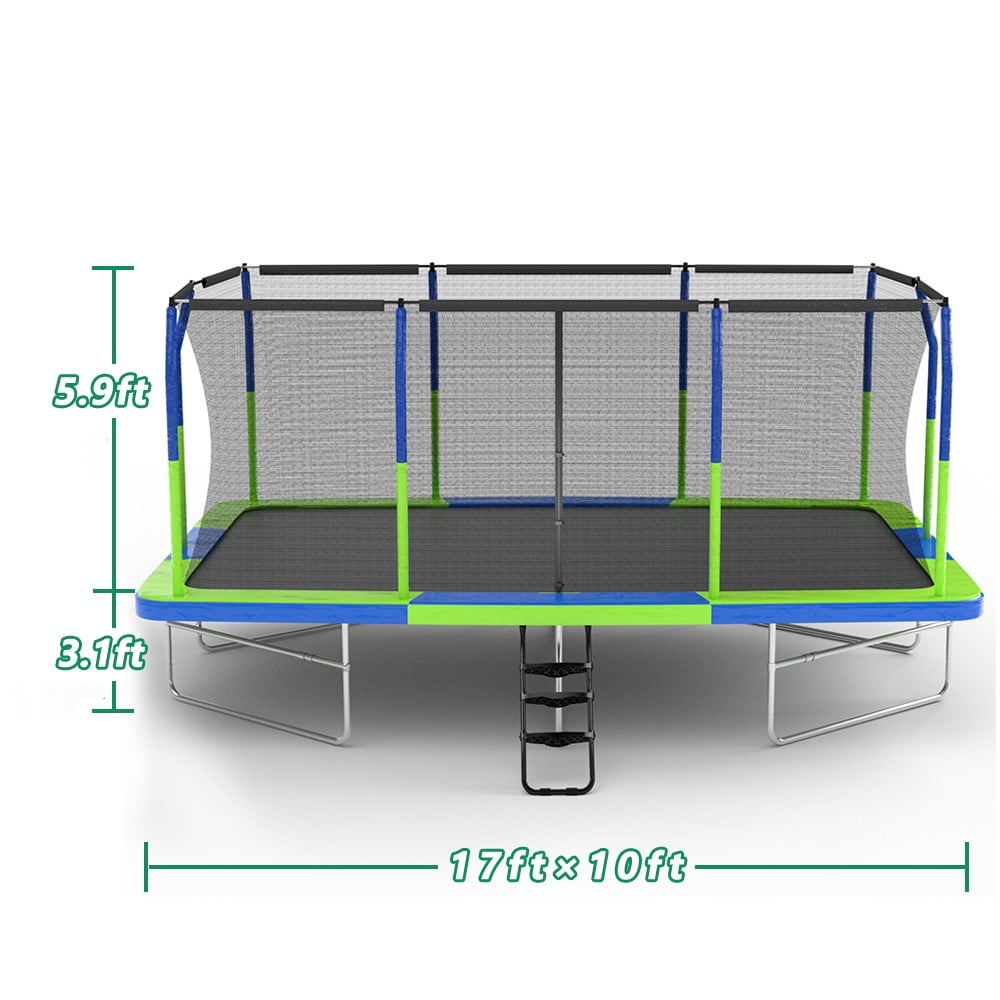 CZBZ Rectangle Trampoline, 10 x 17FT Rectangular Trampolines with Enclosure Net for Kids Adults, Heavy-Duty Outdoor Large Trampoline with Weather-Resistant Galvanized Frame, Birthday Gifts