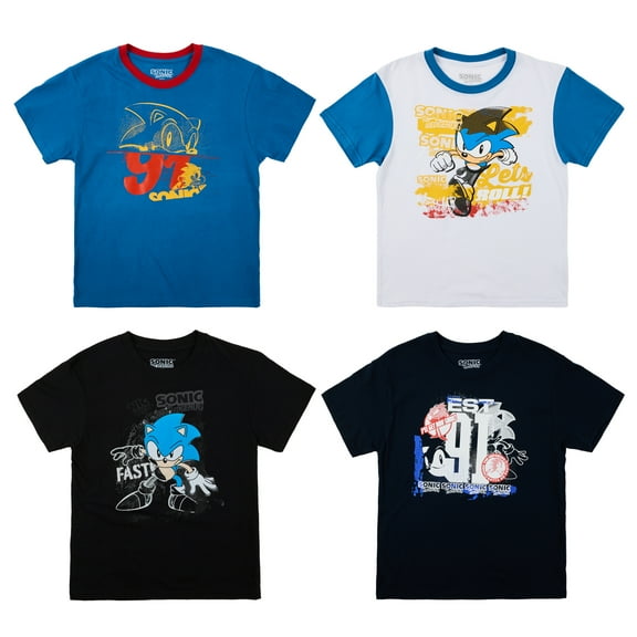 Sonic the Hedgehog Est. 91 Value 4-Pack of Youth Boy's Short Sleeve T-Shirts
