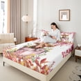 thumbnail image 4 of Manfei Cute Highland Cow Queen Sheet Sets 4 Pieces, Pink Flower Floral Flat Sheet, Farm Animal Queen Fitted Sheet, Microfiber Bedroom Decor, 4 of 7