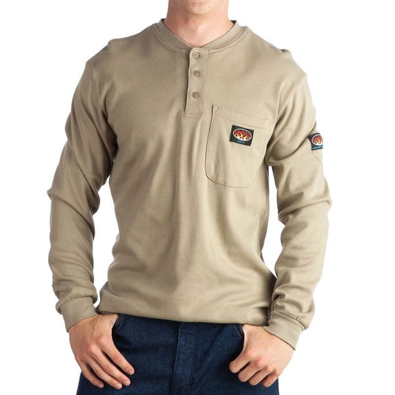 Rasco Fr Khaki Long Sleeve Henley T-Shirt Khaki XL