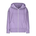 thumbnail image 4 of ZACPNCV Long Sleeve Shirts for Women Fall Tops Women's Fashion Loose Pullover Hoodie Sweatshirt Fleece Jacket Coat Tops Purple, 4 of 6