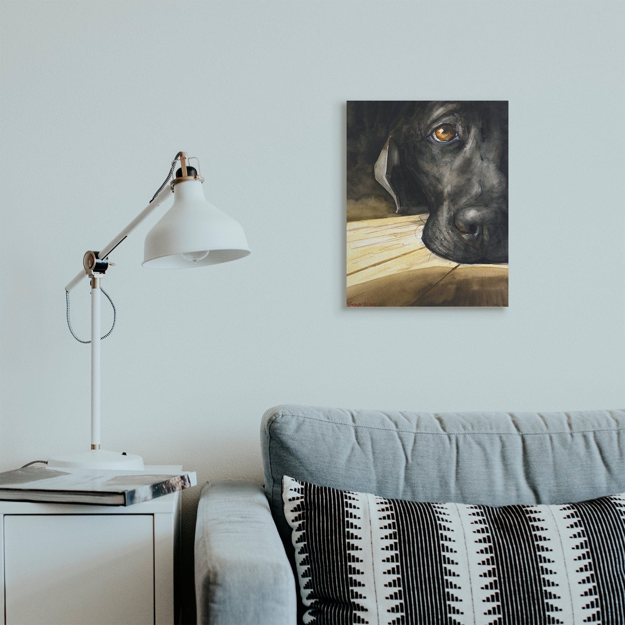 Stupell Industries Labrador Resting Pet Dog Portrait Brown Black Canvas Wall Art, 16 x 20, Design by George Dyachenko